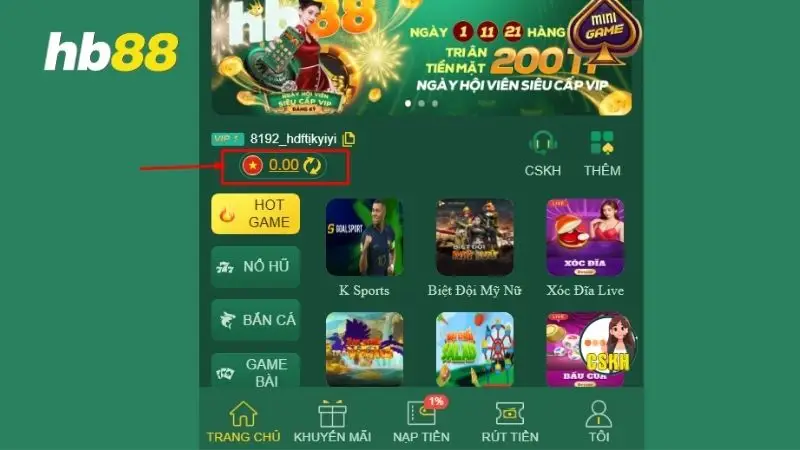 Nạp tiền HB88 nhanh chóng – Đầy đủ phương thức tiện lợi Chọn mục nạp tiền vào HB88